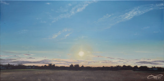Sonnenuntergang am Wiehen // Öl, 50x100cm